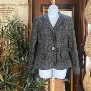 Coldwater Creek Brocade Jacket 8 | Black Y2K Gothic Victorian Steampunk Blazer